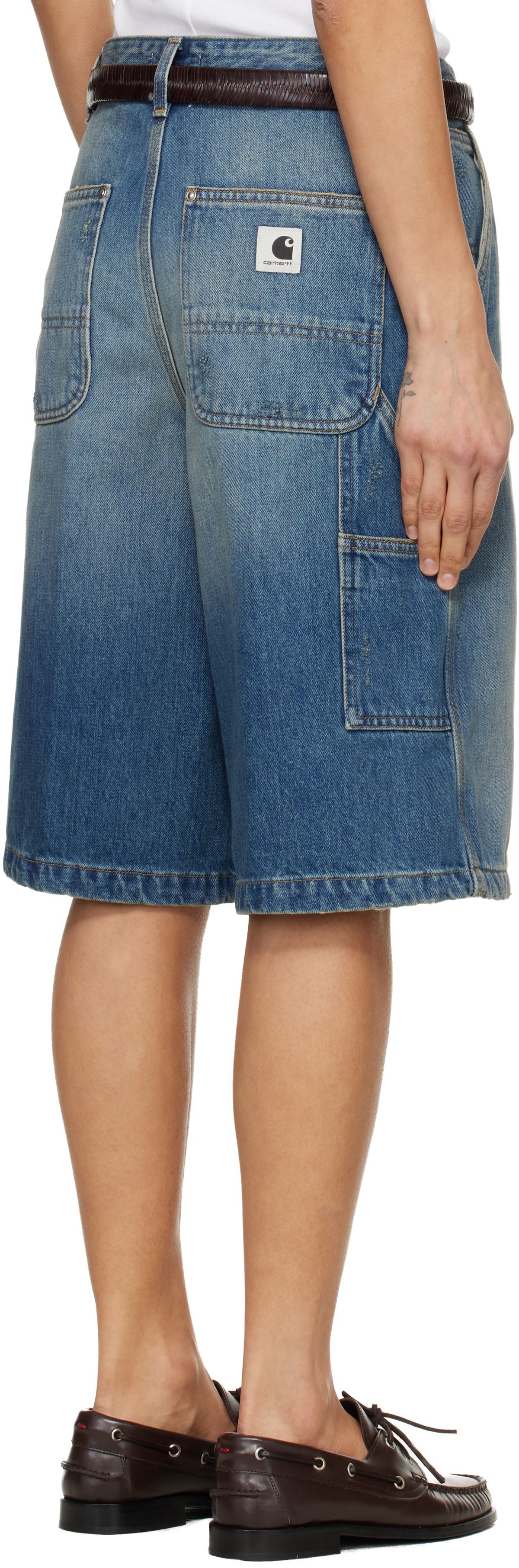 Carhartt Work In Progress Blue Nixon Double Knee Denim Shorts