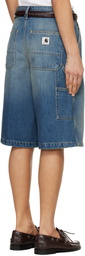Carhartt Work In Progress Blue Nixon Double Knee Denim Shorts