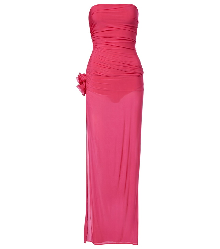 Photo: Magda Butrym Floral-appliqué jersey gown