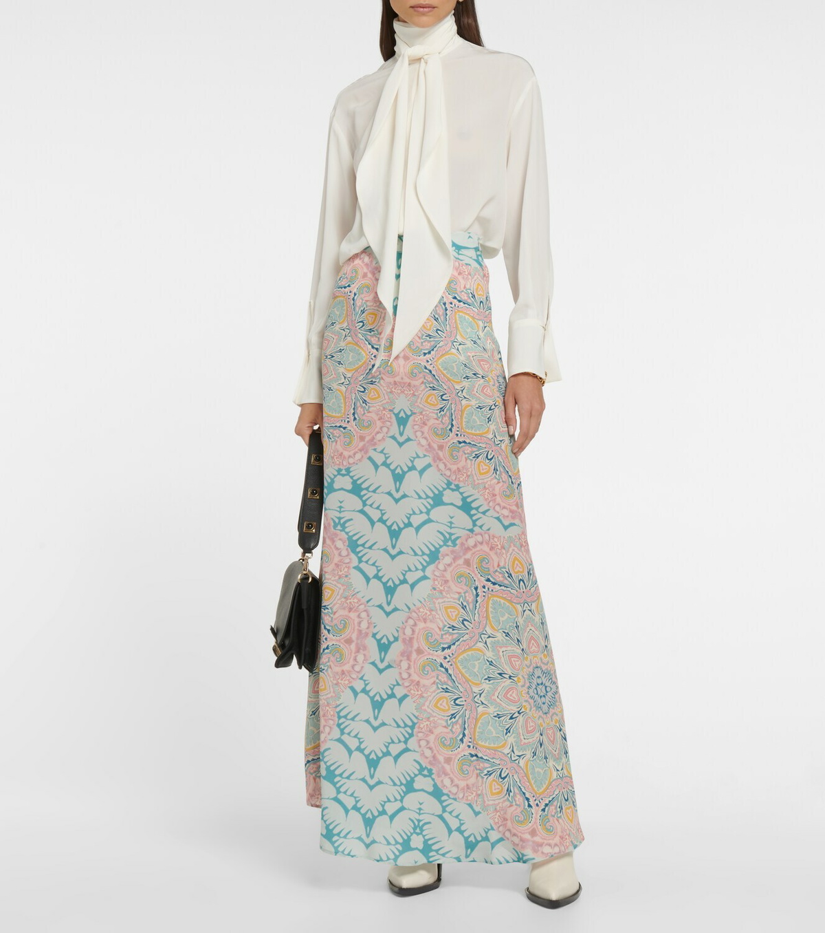 Etro Bicolor Silk Long Skirt