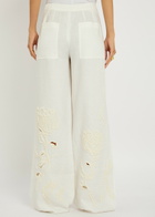 Dorothee Schumacher Embroidered Beauty Straight-leg Linen Trousers Off White