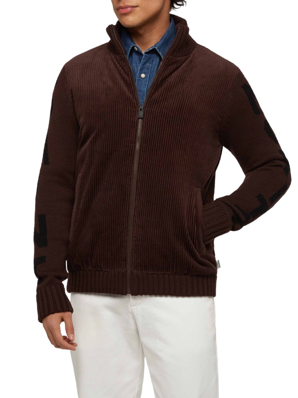Photo: MC2 Saint Barth Brown Padded Jacket Whistler With Knitted Sleeves