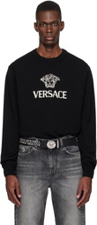 Versace Black Intarsia Cashmere Knit Sweater