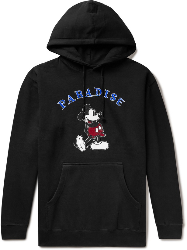 Photo: PARADISE - Printed Fleece-Back Cotton-Blend Jersey Hoodie - Black