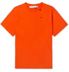 Off-White - Embroidered Cotton-Jersey T-Shirt - Orange