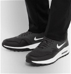 Nike Golf - Air Max 1G Faux Leather-Trimmed Coated-Mesh Golf Shoes - Black