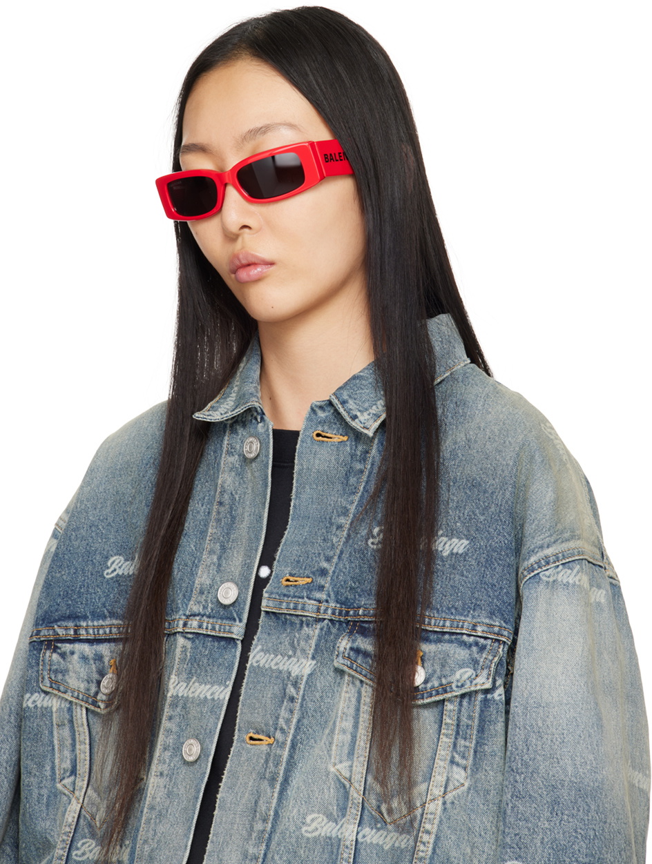 Balenciaga Red Everyday Rectangular Sunglasses Balenciaga