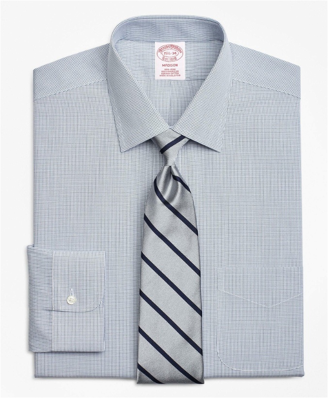 Photo: Brooks Brothers Men's Madison Relaxed-Fit Dress Shirt, Non-Iron Check | Sodalite