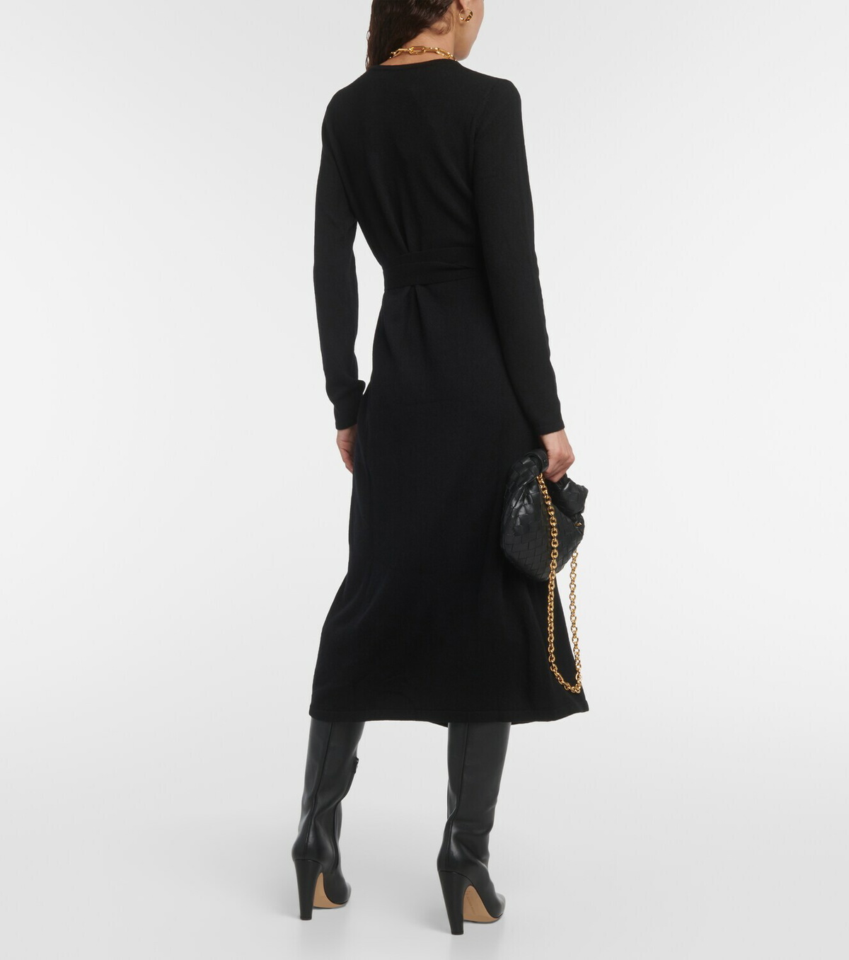Ladies Dresses Black Belted Midi Dress Diane Von Furstenberg Astrid Wool  And Cashmere Wrap Midi Dress Diane Von Furstenberg