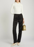 Toteme Raw-edged Straight-leg Satin Trousers Black