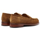 Grenson - Peter Brushed-Suede Penny Loafers - Brown