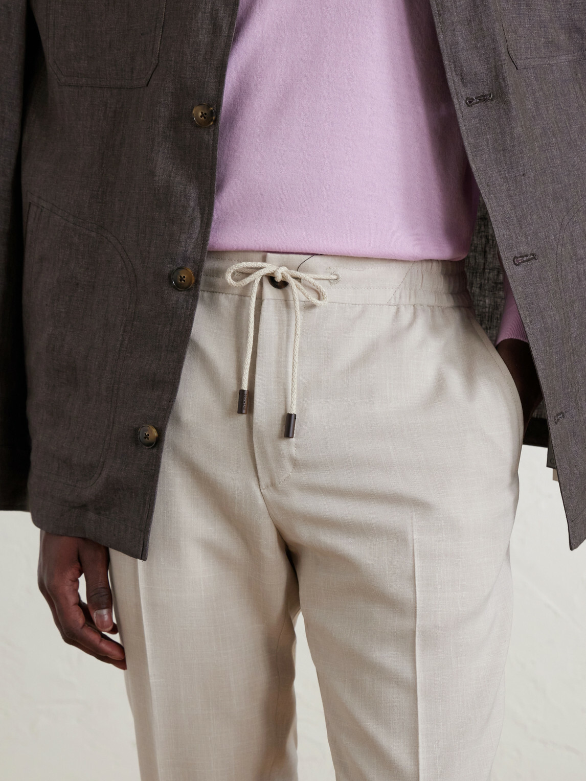 Slowear - Straight-Leg Pleated Virgin Wool, Silk and Linen-Blend Trousers - Neutrals