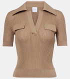 Patou Ribbed-knit cotton polo shirt