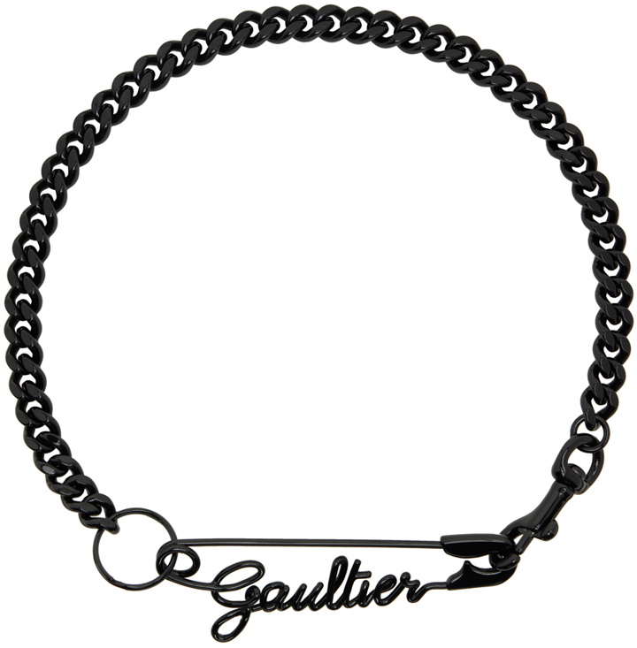 Photo: Jean Paul Gaultier Black 'The Gaultier Safety Pin' Necklace