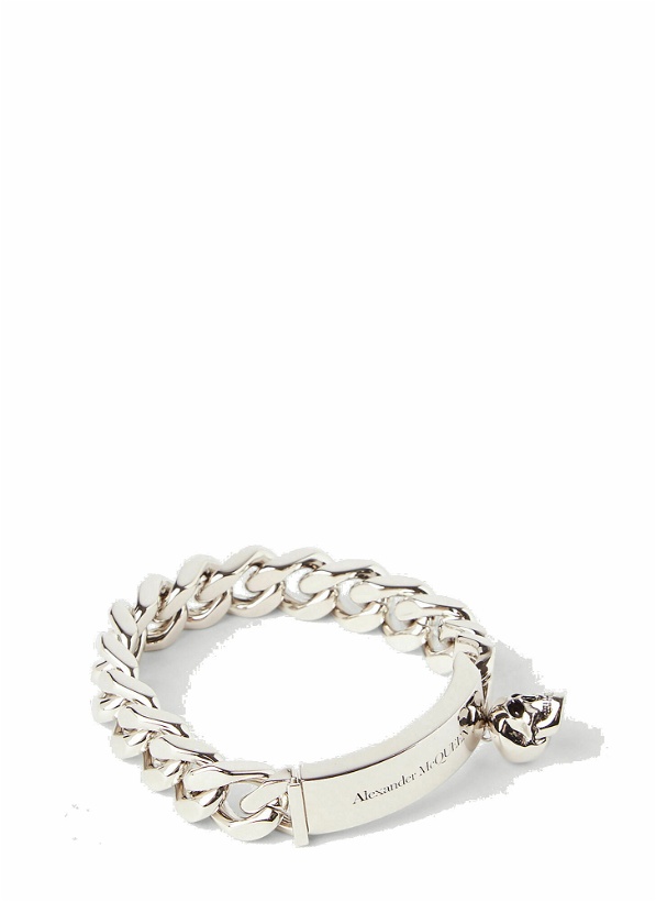 Photo: Alexander McQueen - Skull Charm Curb-Chain Bracelet in Silver