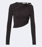 Christopher Esber Orica Crystal ruched jersey crop top