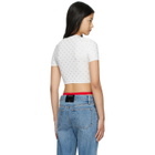 Alexander Wang White Cropped Crystal T-Shirt