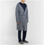 Hamilton and Hare - Striped Loopback Cotton-Piqué Hooded Robe - Blue