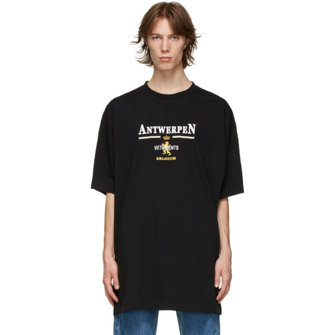 Photo: VETEMENTS Black Oversized Antwerpen T-Shirt