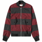 Dries Van Noten Men's Broad Stripe Bomber Jacket in Burgundy