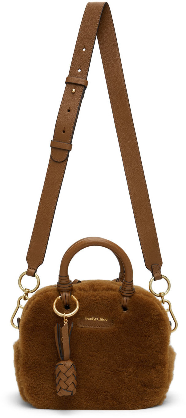 FENDI By The Way Medium Suede Boston Crossbody Bag Brown