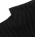 Séfr - Jay Slim-Fit Ribbed Merino Wool-Blend Mock-Neck Sweater - Black