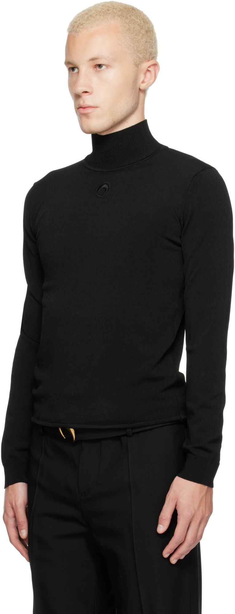 Marine Serre Black Moon Logo Knit Turtleneck