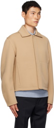 ZEGNA Beige Press-Stud Jacket