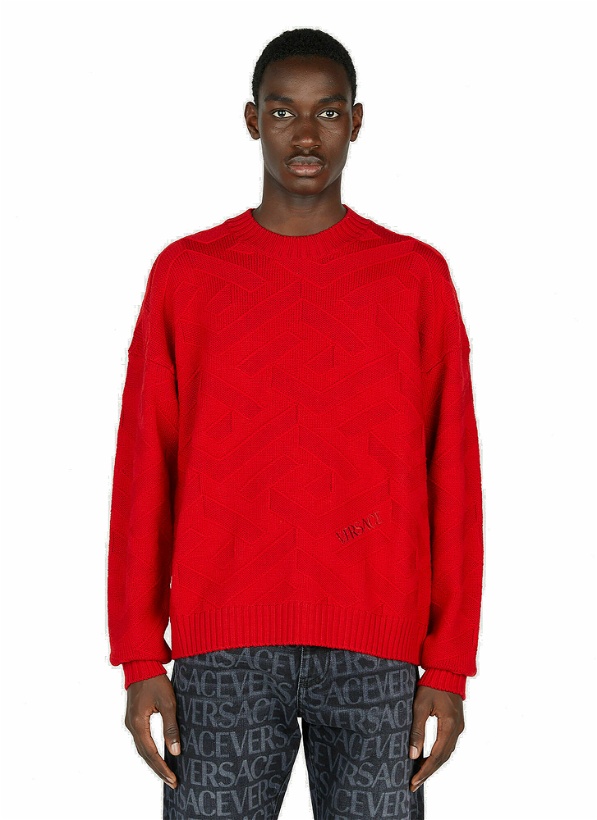 Photo: Versace - Greca Knit Sweater in Red
