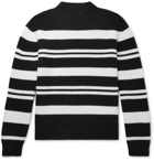 Mr P. - Striped Waffle-Knit Virgin Wool Sweater - Black