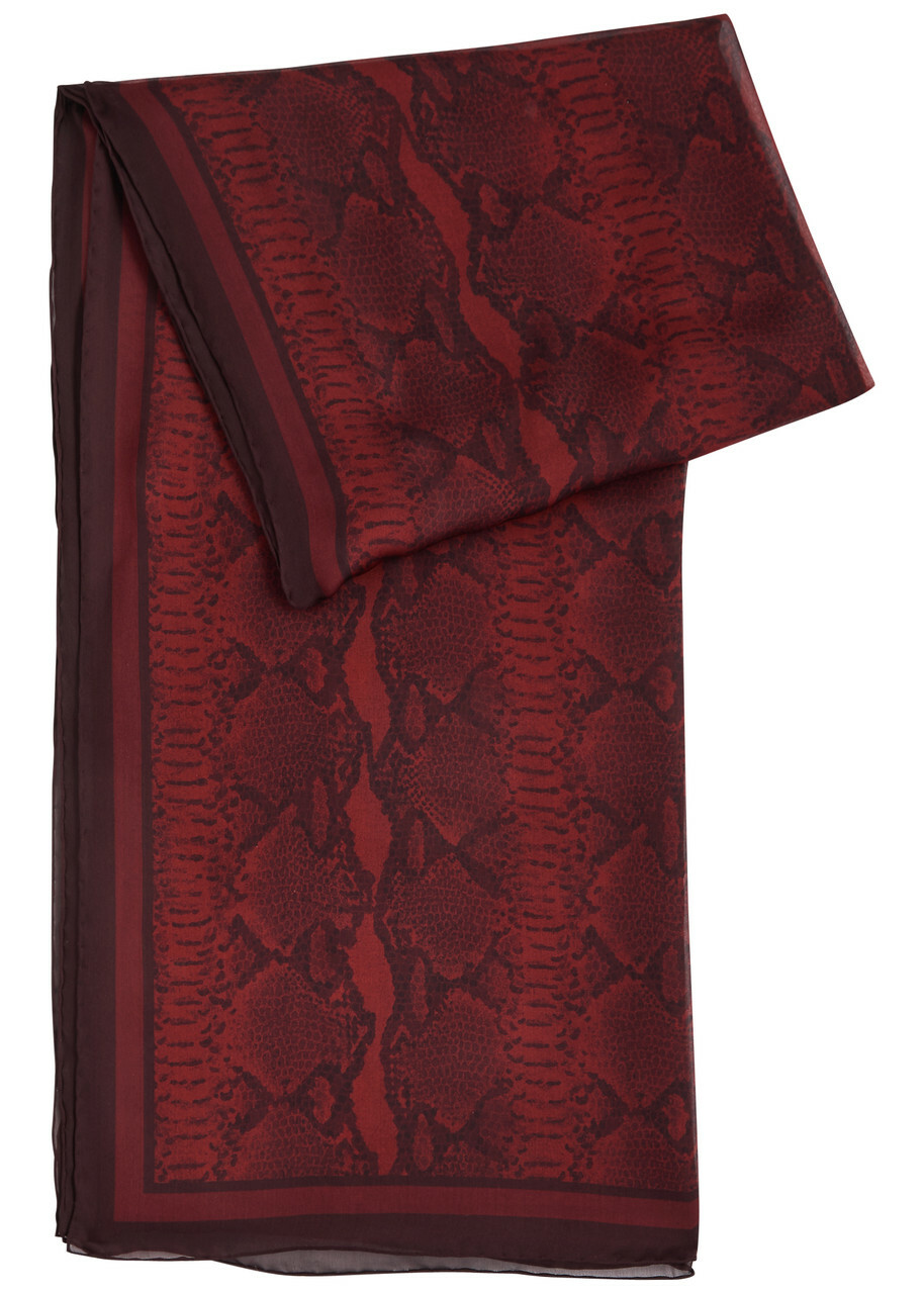 Givenchy Python-print Silk-chiffon Scarf - Burgundy - One Size