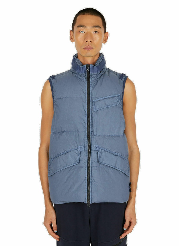 Photo: Stone Island Compass Patch Down Sleeveless Jacket male Blue