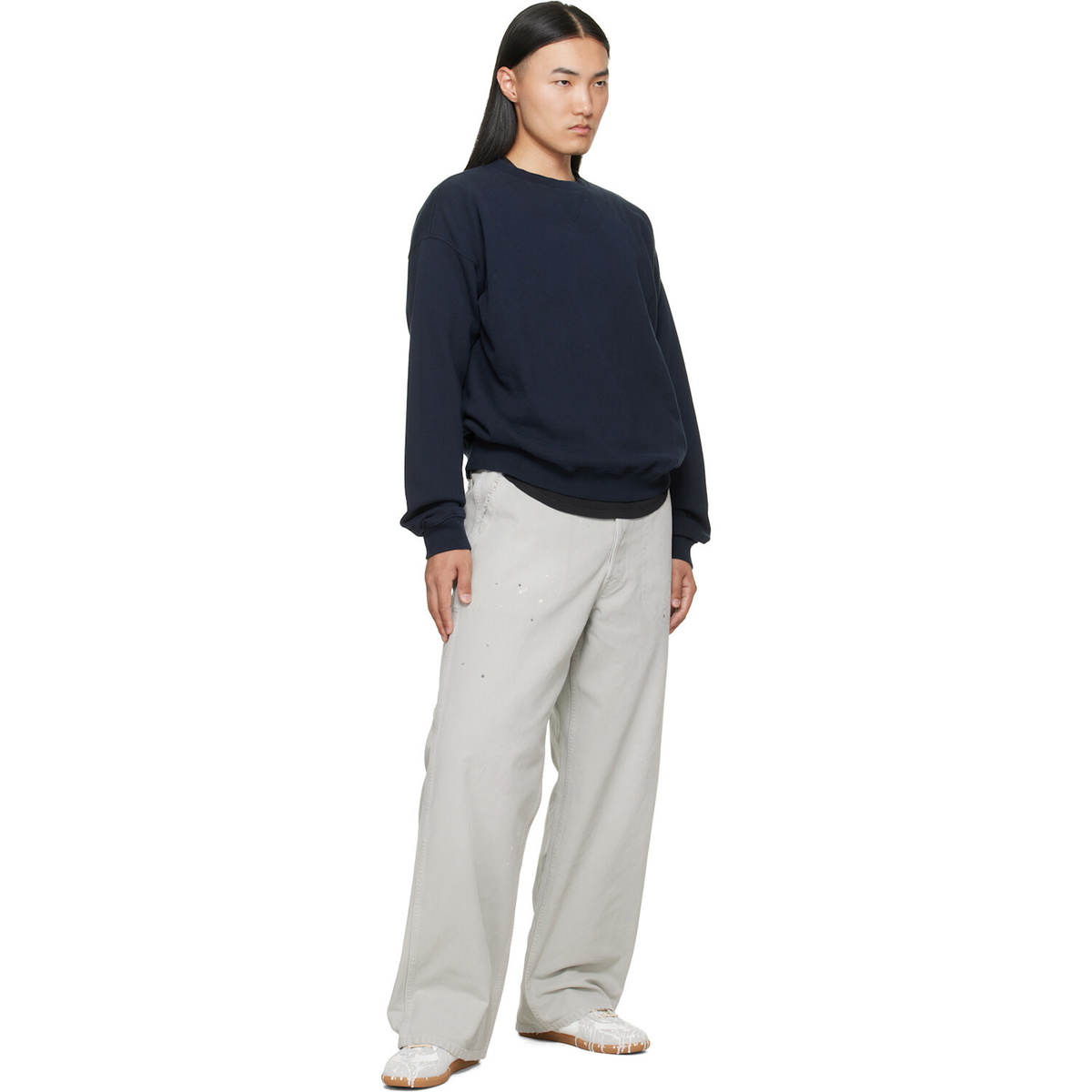 Maison Margiela Navy Double-Layer Cotton Sweatshirt