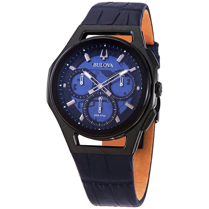 Photo: Bulova Curv Transparent Blue Dial Chronograph Quartz Mens Watch 98A232