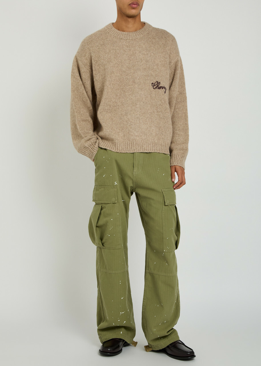 Cherry Los Angeles American Classic Logo Alpaca-blend Jumper Off White