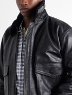 A.P.C. - Charles Wool-Fleece Trimmed Leather Jacket - Black