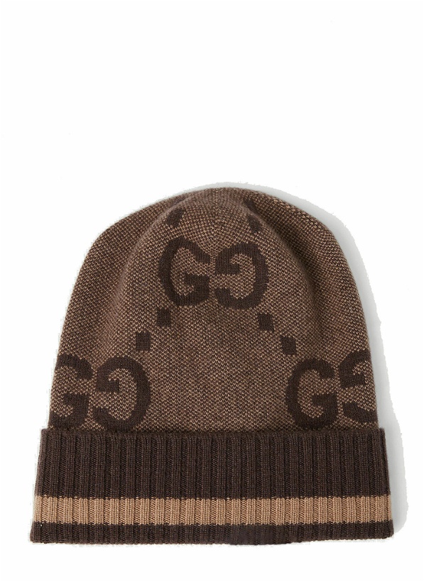 Photo: Gucci - Logo Knit Beanie Hat in Brown