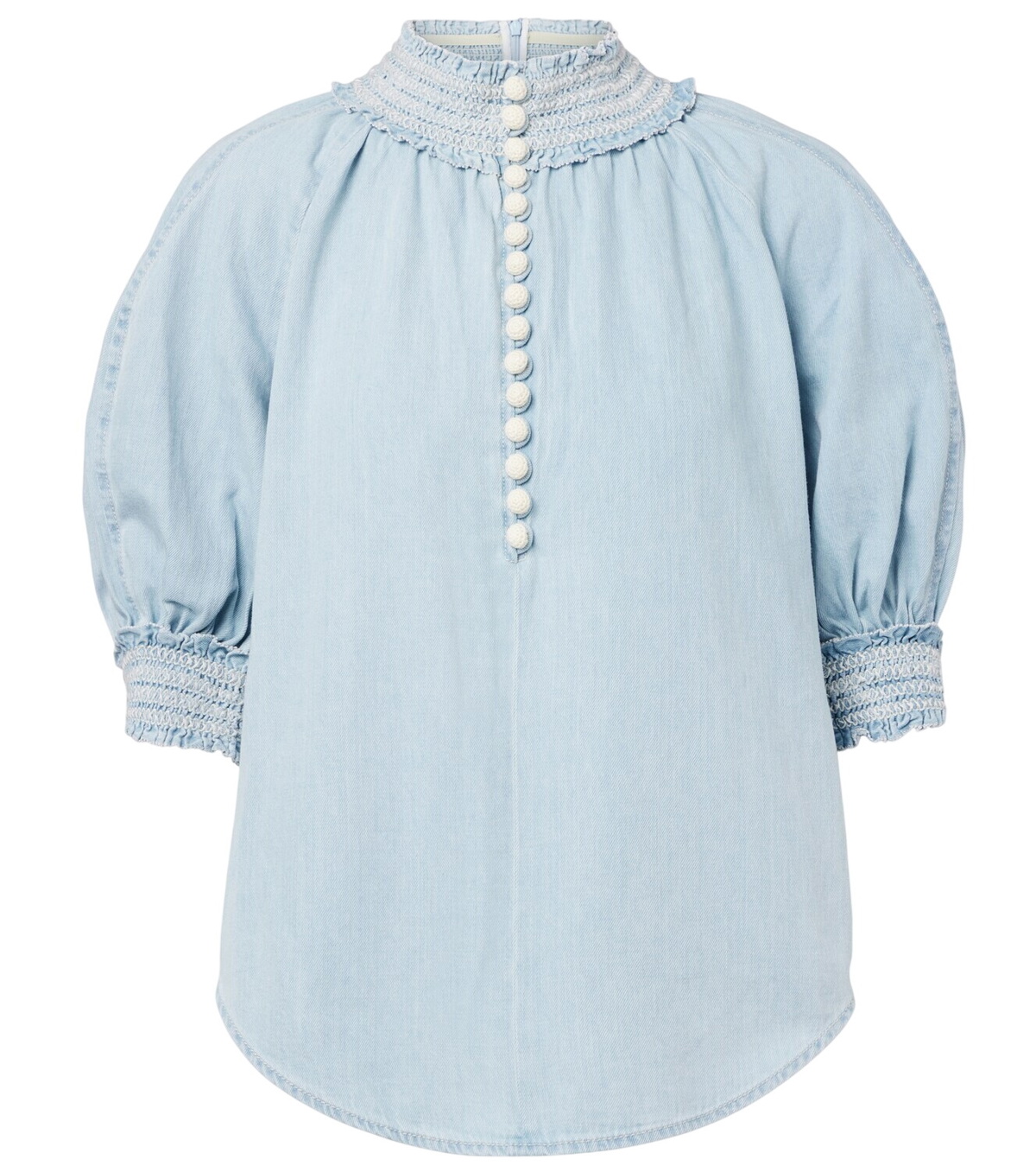 Zimmermann Crush Strapless Ruffled Silk-organza top Mint