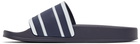 Thom Browne Navy Rubber Trompe L'Oeil Slides