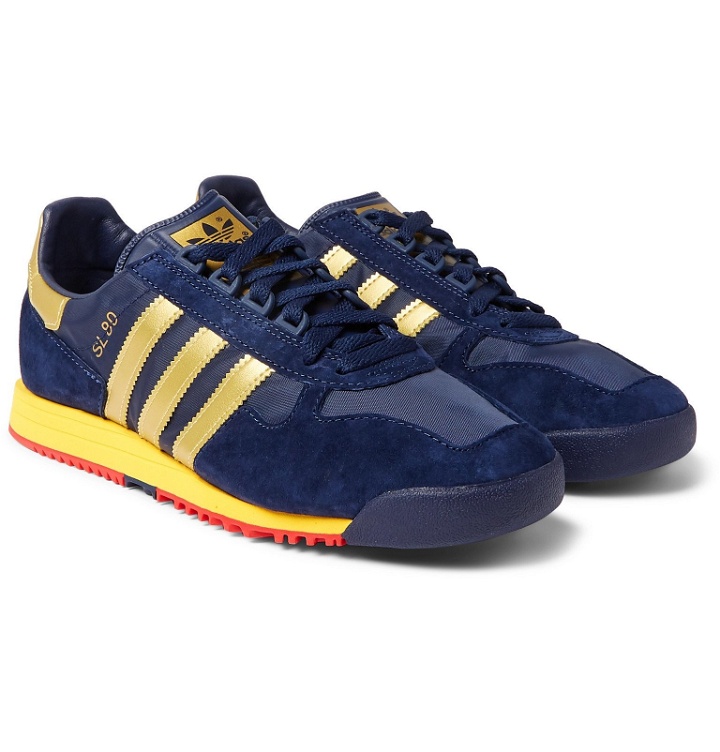 Photo: adidas Consortium - SL 80 Spezial Faux Suede and Leather and Mesh Sneakers - Blue