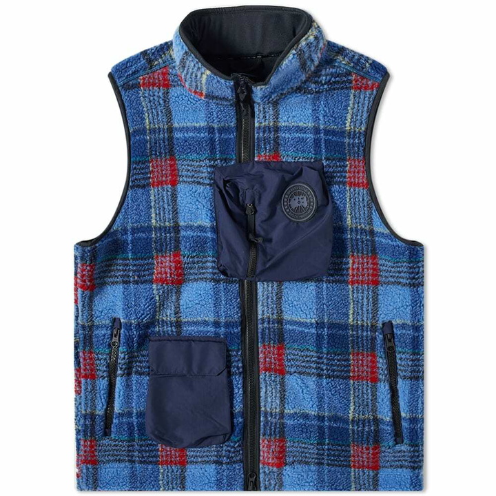 Photo: Canada Goose Men's & NBA Collection with UNION Legion Fleece Vest in Legacy Tartan Blue