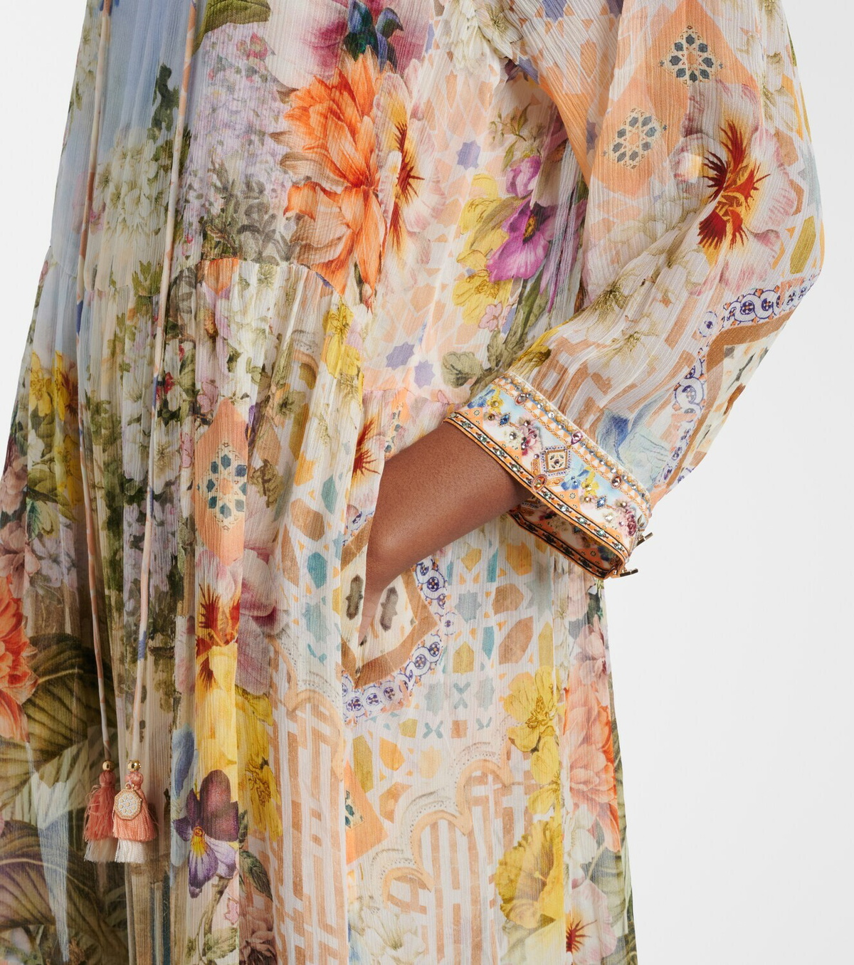 Camilla Embellished printed silk maxi dress