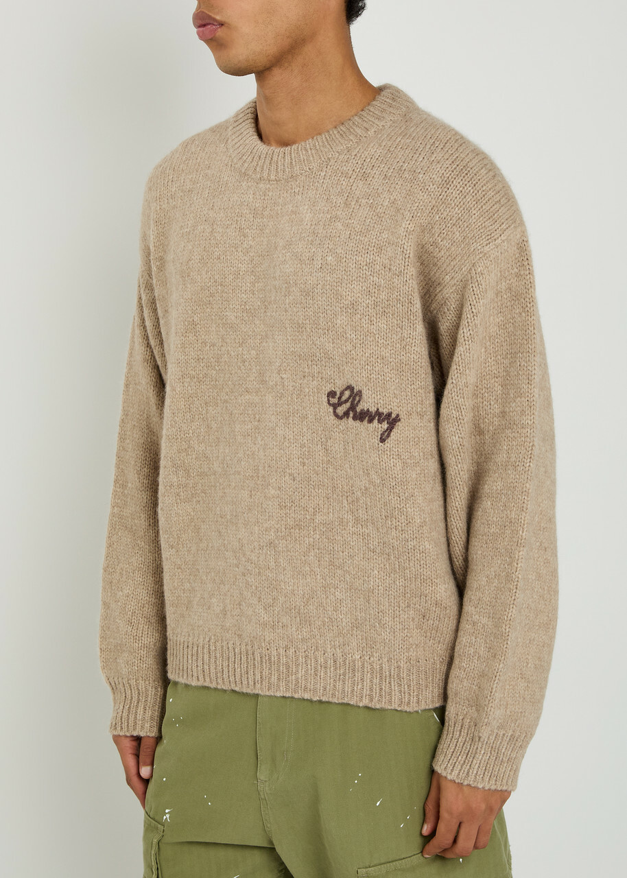 Cherry Los Angeles American Classic Logo Alpaca-blend Jumper Off White