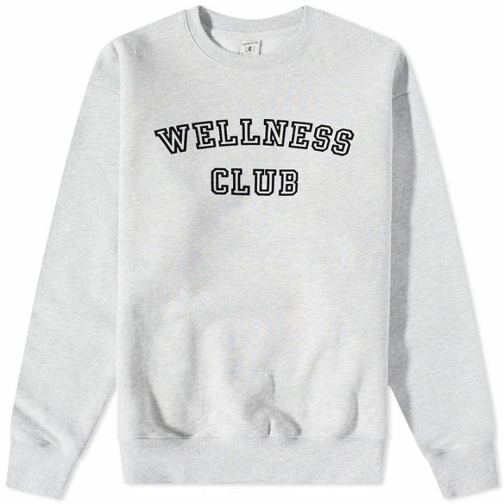 Photo: Sporty & Rich Wellness Club Flocked Sweater in Heather Grey/Black