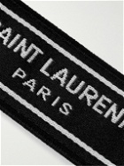SAINT LAURENT - Leather-Trimmed Logo-Jacquard Canvas and Silver-Tone Key Fob - Black