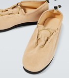 Auralee - Drawstring suede slip-on sneakers