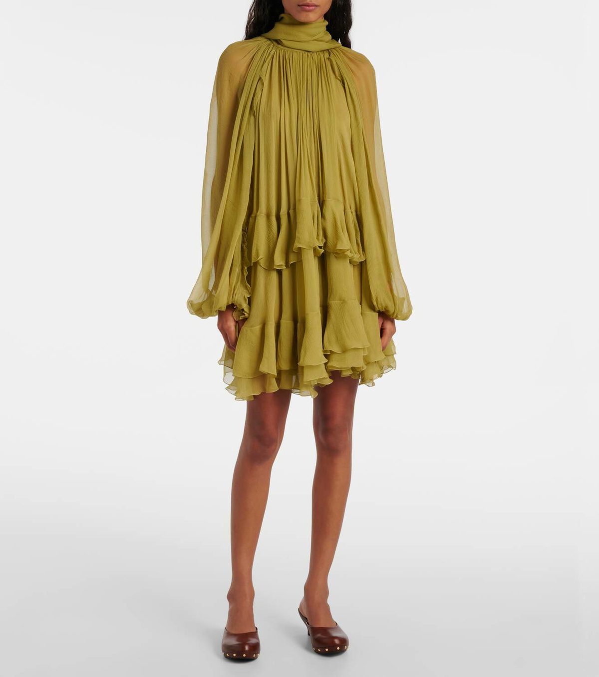 Chlo Ruffled silk muslin minidress Chloe
