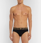 Versace - Two-Pack Logo-Detailed Stretch-Cotton Briefs - Black