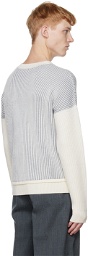 CALVINLUO White & Gray Stripe Sweater