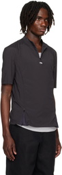AMOMENTO Gray Mock Neck Zip T-shirt